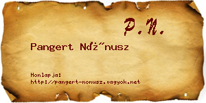 Pangert Nónusz névjegykártya